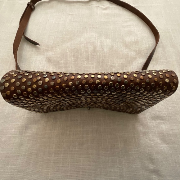 Moroccan Handcrafted Studded Genuine Leather Crossbody Shoulder Bag Clutch NWOT - Picture 12 of 16